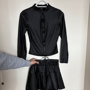 Black Women's Pleather 2 piece
